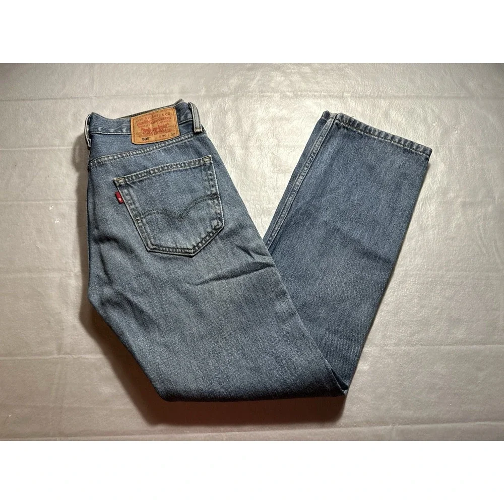 Levi's 505 Jeans Mens 29x32 Blue Denim Regular Fit Straight Leg Light Wash